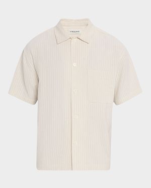Men's Jacquard Stripe Camp Shirt