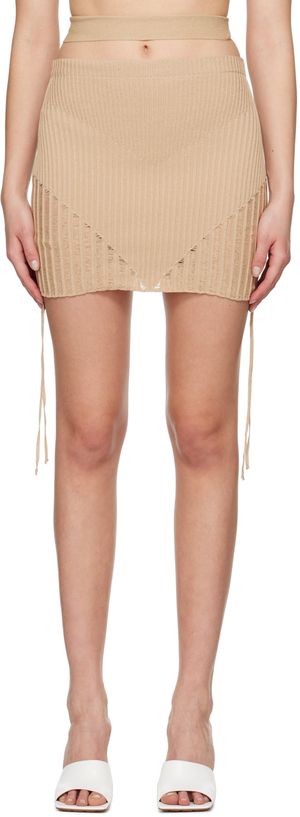 ANDREĀDAMO Beige Cutout Miniskirt