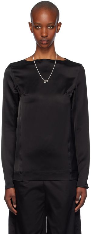 TOTEME Black Long Sleeve Satin T-shirt