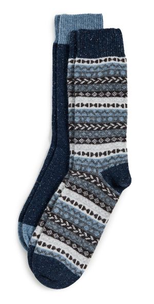 Barbour Barbour Fair Isle Socks 2 Pack Midnight Oak Mix M