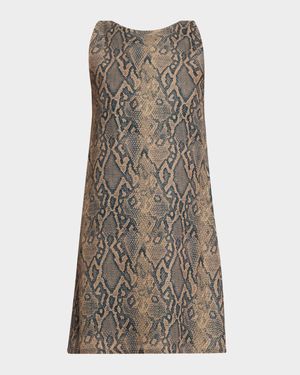 Snakeskin Effect Sleeveless Mini Shift Dress