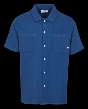 Farah - Chemise oversize col classique en coton bio - Taille XL - Bleu