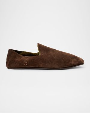 Men's Lodge Shearling-Lined Suede Moccasins