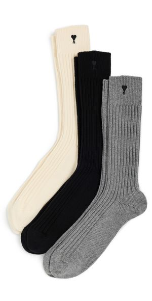 AMI ADC Cotton Socks Set Ecru/Gris/Noir 39-42