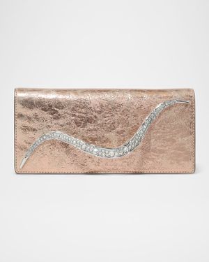 Crystal Curve Metallic Leather Clutch Bag