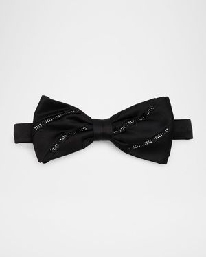 Men's Pleated Silk Bow Tie with Crystals