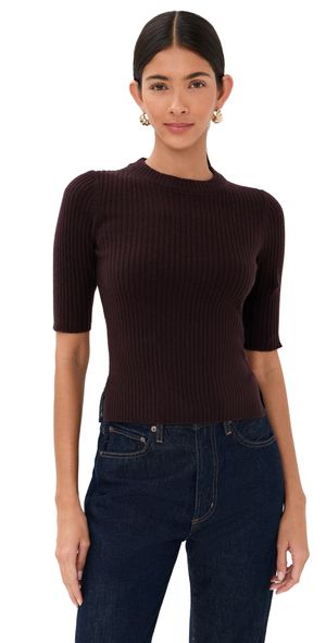 Veronica Beard Emil Cashmere Pullover Dark Currant XS
