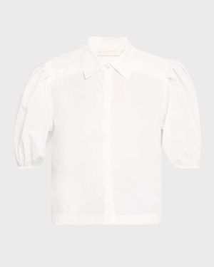 Valeria Puff-Sleeve Cotton Shirt