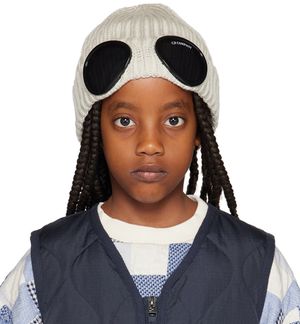 C.P. Company Kids Kids Off-White Goggle Beanie