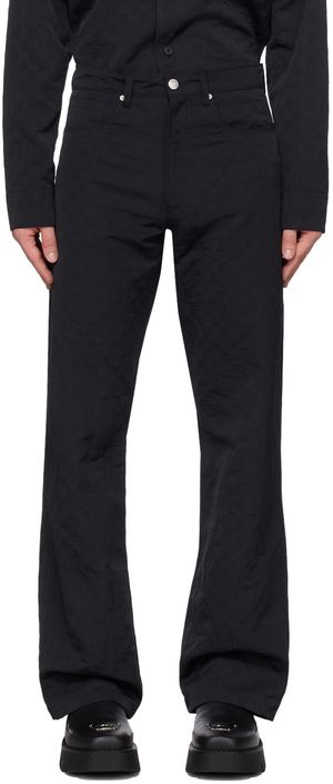 MISBHV Pantalon noir à motif gaufré