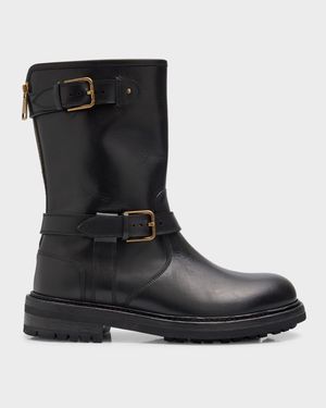 Men's Bernini Leather Biker Boots