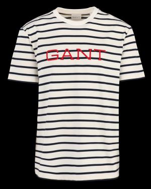 Gant - Tee-shirt col rond en coton - Taille XL - Blanc