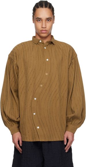 Glass Cypress Brown Curved Denim Shirt