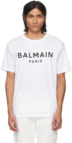 Balmain White Printed T-Shirt