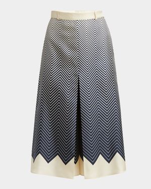 Optical Degrade Chevron Silk Twill Skirt Pants