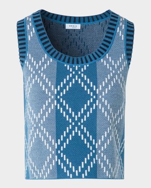 Diamond Jacquard Merino Wool Top