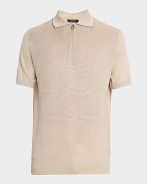 Men's Short-Sleeve Quarter-Zip Polo Sweater