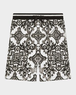 Boy's Maiolica-Print Shorts, Size 4-6