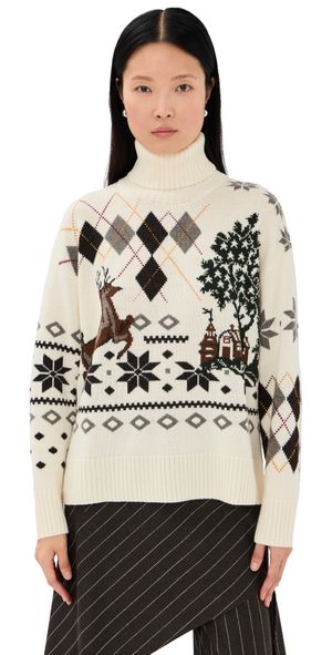 Monse Mixed Fair Isle Roll Neck Sweater Ivory XS/S