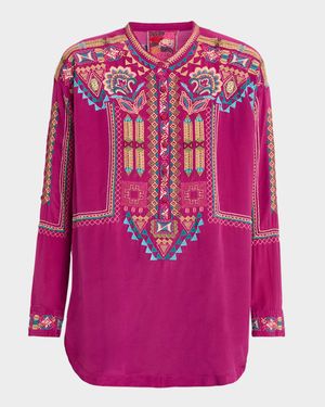 Selina Embroidered Silk Tunic