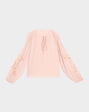 Zenaida Eyelet Tie Blouse