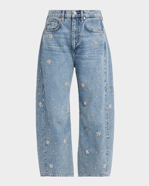 Charlie Ankle-Length Embellished Barrel Jeans