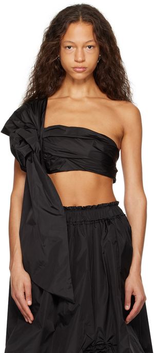 Simone Rocha Chemisier noir à appliqué floral