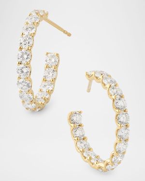 18K Yellow Gold Inside Out Diamond Hoop Earrings, 4.80tcw, 1"L