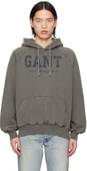 GANT Pull à capuche noir à boulochage