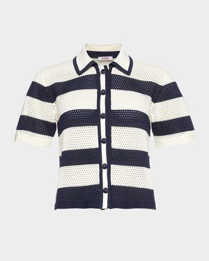 Mouette Striped Openwork Knit Top