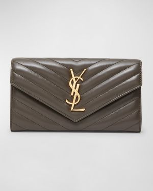 YSL Monogram Large Envelope Flap Wallet in Smooth Leather