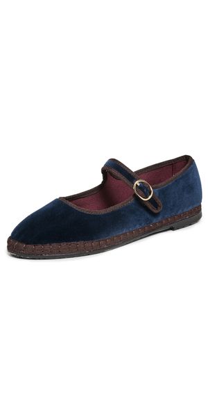 Flabelus Velvet Mary Janes Navy 40