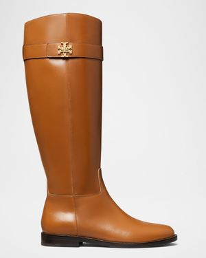 Turnlock Leather Knee-High Riding Boots