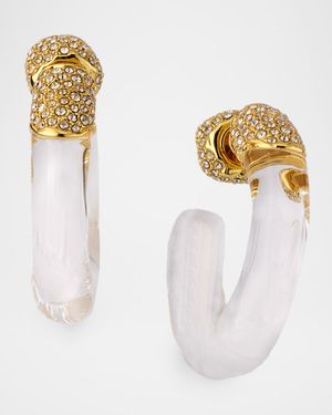 Liquid Lucite Crystal Front Back Hoop Earrings