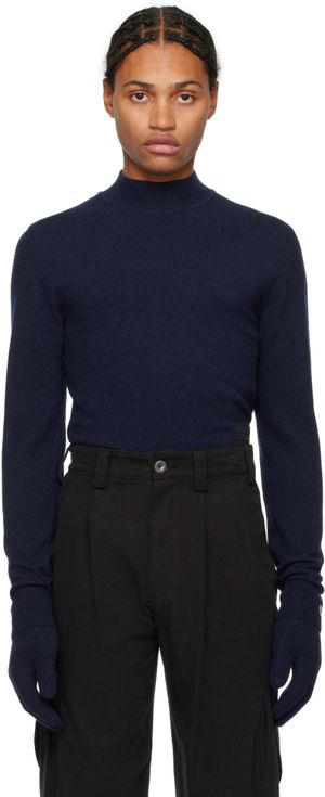 HYEIN SEO Navy Military Turtleneck & Gloves Set