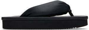 Rick Owens Black Hollywood Peached Lambskin Flip-Flops