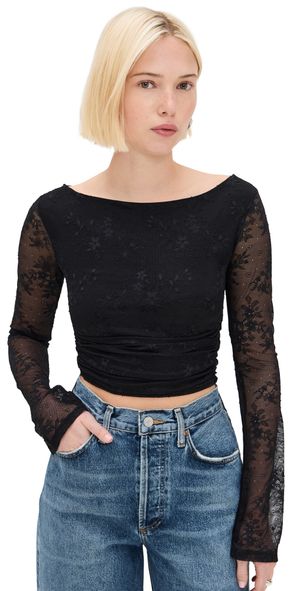 AFRM Noam Lace Crop Top Noir XL
