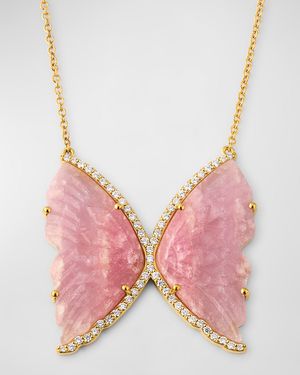 Jumbo Pink Tourmaline Diamond Butterfly Necklace