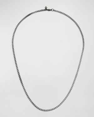 Men's Gunmetal Sterling Silver Box Chain Necklace