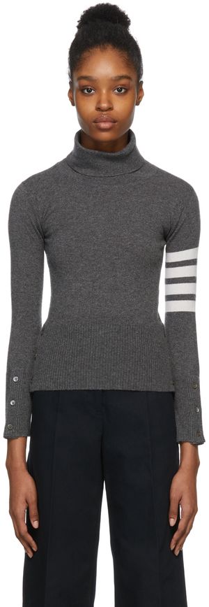 Thom Browne Grey Cashmere Classic Turtleneck