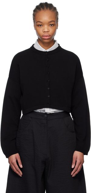 Cordera Black Cotton Cropped Cardigan