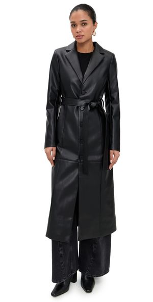 Joe's Jeans The Vegan Leather Long Coat Black L