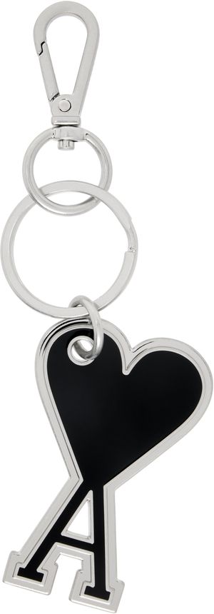 AMI Paris Silver & Black Ami de Coeur Keychain