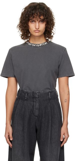 Golden Goose T-shirt gris à ornements taillés en cabochon