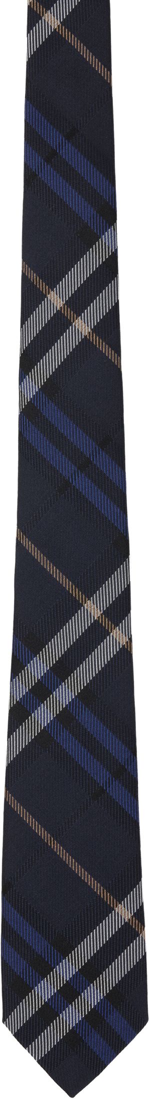 Burberry Navy Check Silk Tie