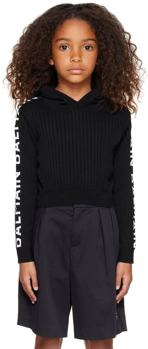 Balmain Kids Black Jacquard Hoodie