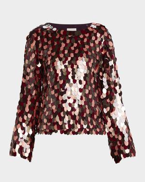 Paillette Embellished Long-Sleeve Top