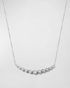 18k White Gold Diamond Curved Bar Pendant Necklace, 16-18"L, 1.07tcw