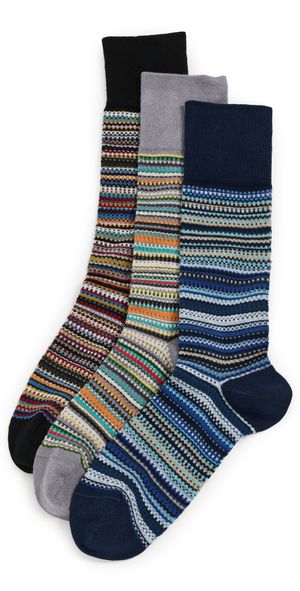 Paul Smith Pique Striped Socks 3 Pack Mixed Plate 1 One Size