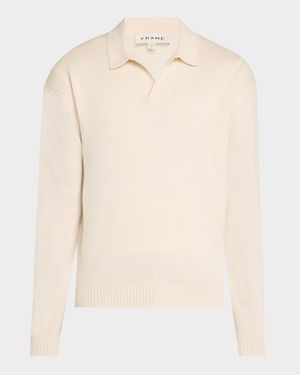Men's Wool-Silk Polo Sweater